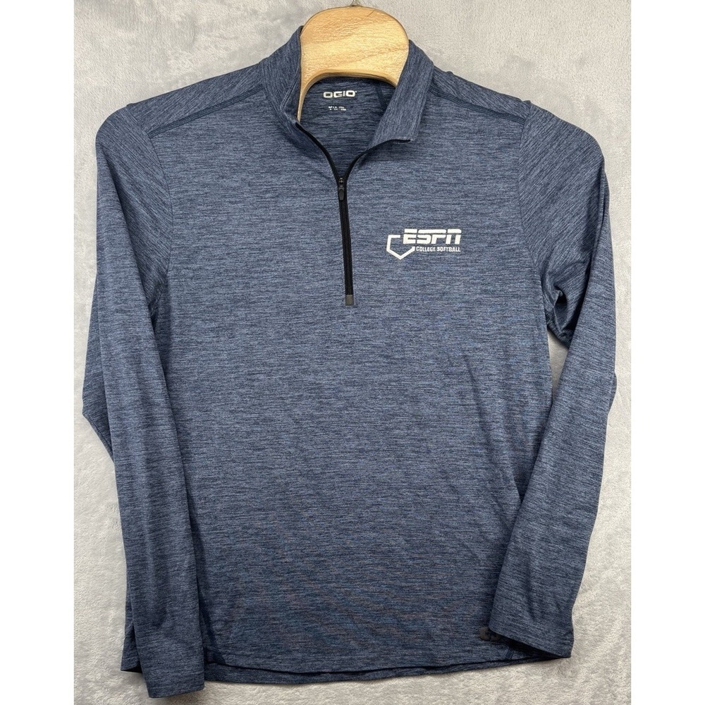 Ogio Endurance ESPN College Softball Blue 1/4 Zip Long Sleeve Shirt Men's 22x28